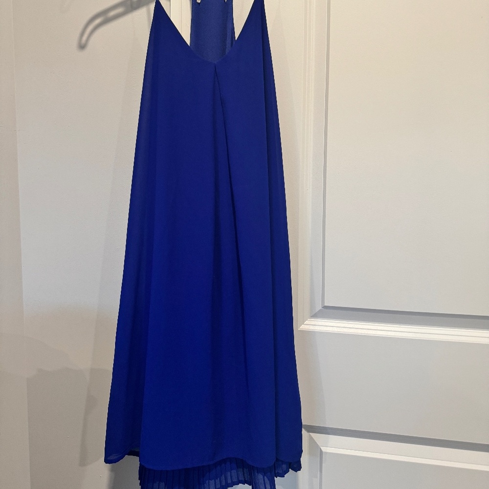 Royal Blue Spaghetti Strap Racer Back Midi Dress - size medium